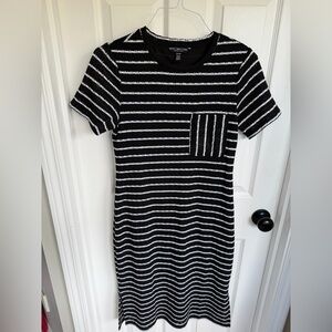 Marc New York Black & White Striped Short Sleeve Knit Dress